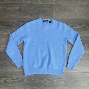 Saks Fifth Avenue Women's 100% Cashmere Crew Neck Light Blue Sweater Top Size M